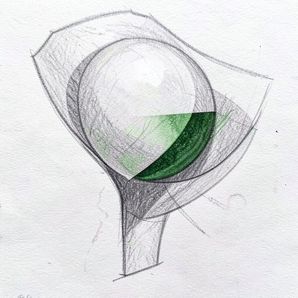 Bleistiftzeichnung eines LG Optimus 3D in Seitenansicht, mit klaren geometrischen Linien